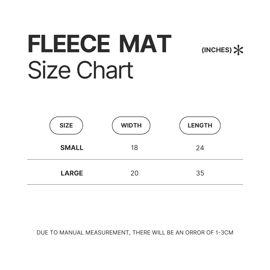 Fleece Mat Size Chart - One Piece Mall