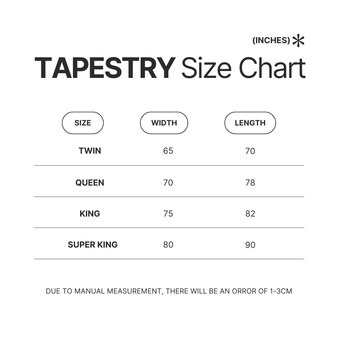 Tapestry Size Chart - One Piece Mall
