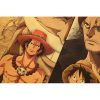 Anime One Piece Three Brothers White Beard Red Hair Dragon Kraft paper vintage poster bar cafe 4 - One Piece Mall