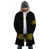 Black Trafalgar Law One Piece AOP Hooded Cloak Coat FRONT Mockup - One Piece Mall