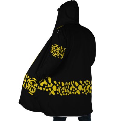 Black Trafalgar Law One Piece AOP Hooded Cloak Coat SIDE Mockup - One Piece Mall
