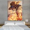 One Piece Ace Burning Flame Orange Portrait 1pc Canvas Print 1 - One Piece Mall