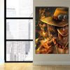 One Piece Blazing Fire Fist Ace Pirate Yellow 1pc Wall Art 3 - One Piece Mall