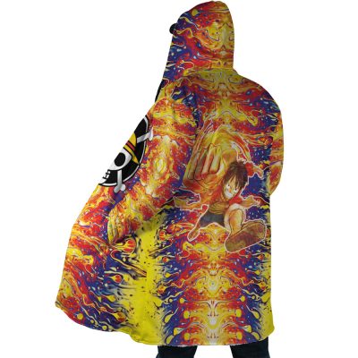 Trippy Luffy One Piece AOP Hooded Cloak Coat SIDE Mockup - One Piece Mall