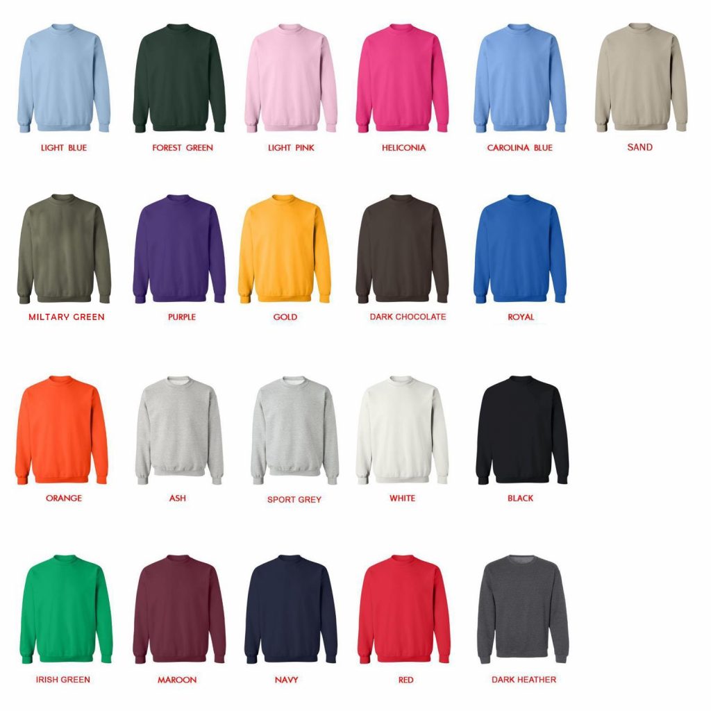 sweatshirt color chart - One Piece Mall