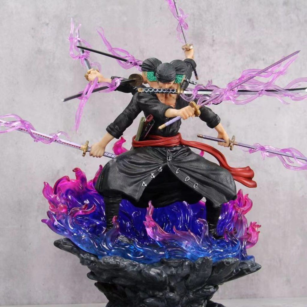 39cm One Piece Anime Roronoa Zoro Wano Country Three Heads and Six Arms Nine Knives Flow 3 - One Piece Mall