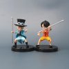 3pcs Set Anime One Piece 9cm Luffy Ace Sabo Figurine With Stick Weapoon Childhood PVC Action 4 - One Piece Mall