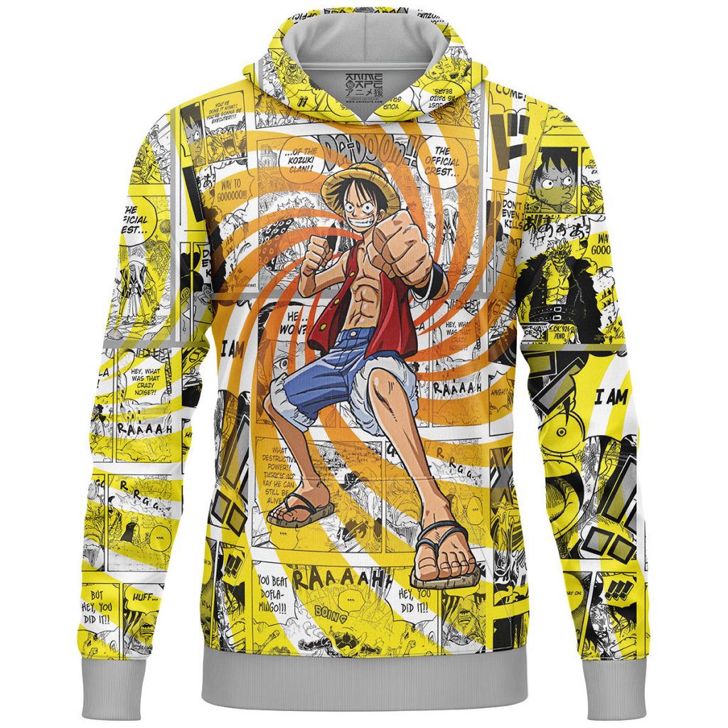 Blazing Force Luffy Lightweight Hoodie FRONT mockup - One Piece Mall