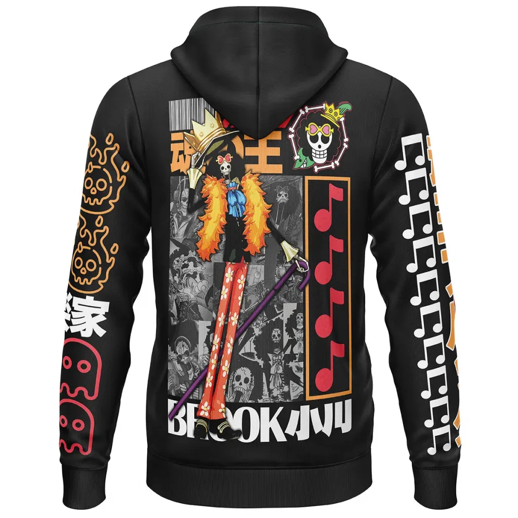 Brook One Piece Streetwear Lightweight Hoodie BACK mockup - One Piece Mall