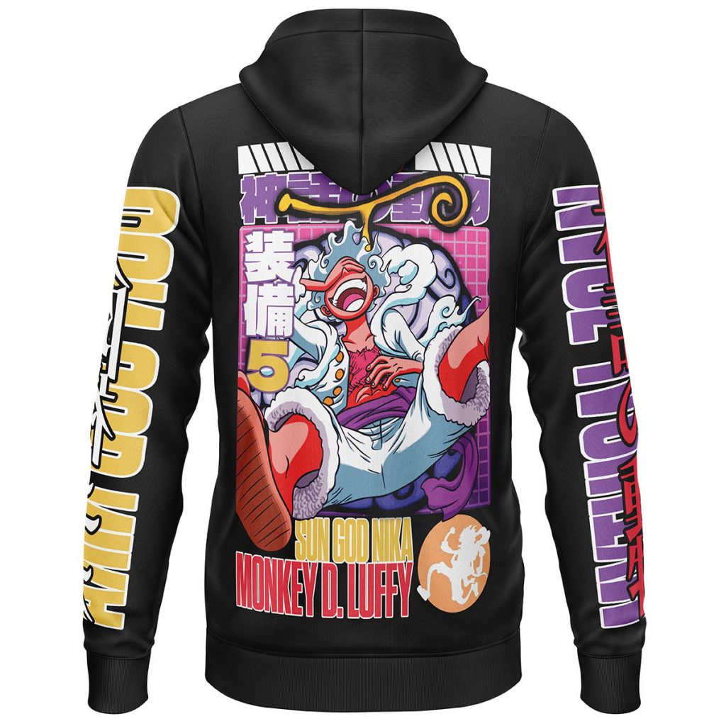 Gear 5th Luffy V3 One Piece Streetwear Lightweight Hoodie BACK mockup - One Piece Mall