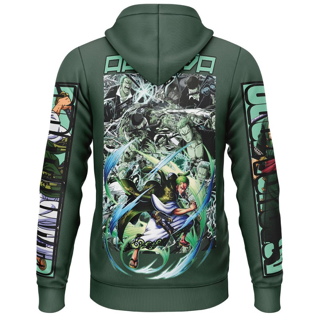 Roronoa Zoro One Piece Streetwear Lightweight Hoodie BACK mockup - One Piece Mall