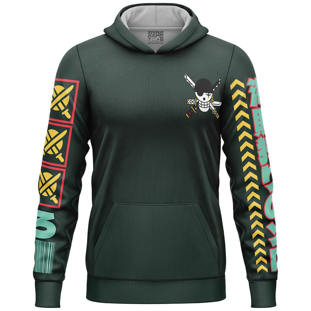 Roronoa Zoro V2 One Piece Streetwear Lightweight Hoodie FRONT mockup - One Piece Mall