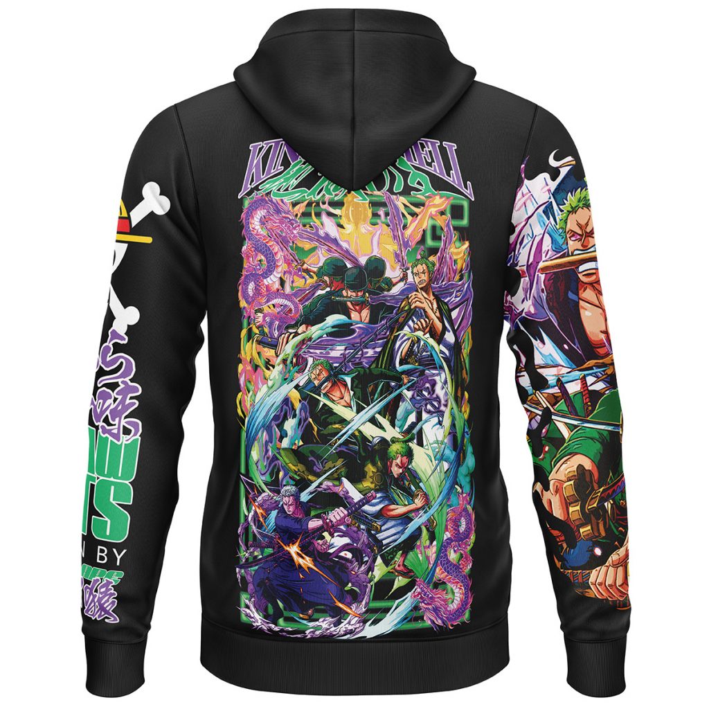 Roronoa Zoro V4 One Piece Streetwear Lightweight Hoodie BACK mockup - One Piece Mall