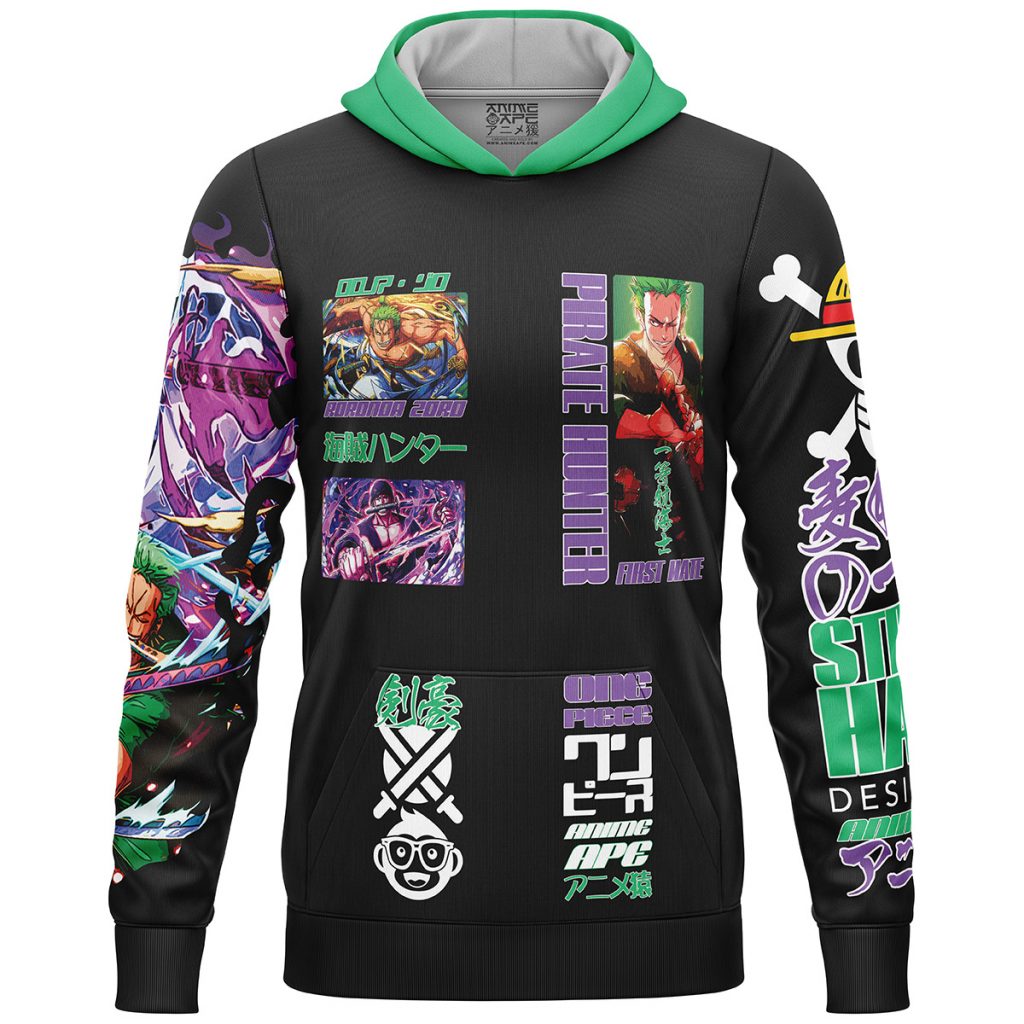 Roronoa Zoro V4 One Piece Streetwear Lightweight Hoodie FRONT mockup - One Piece Mall