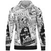 Straw Hat Wanted Pattern One Piece Lightweight Hoodie FRONT mockup - One Piece Mall