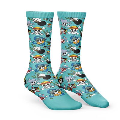 Straw Hats Jolly Roger One Piece Socks SIDE mockup - One Piece Mall