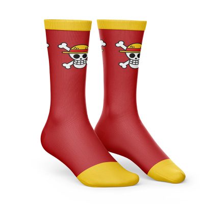 Straw Hats Luffy One Piece Socks SIDE mockup - One Piece Mall