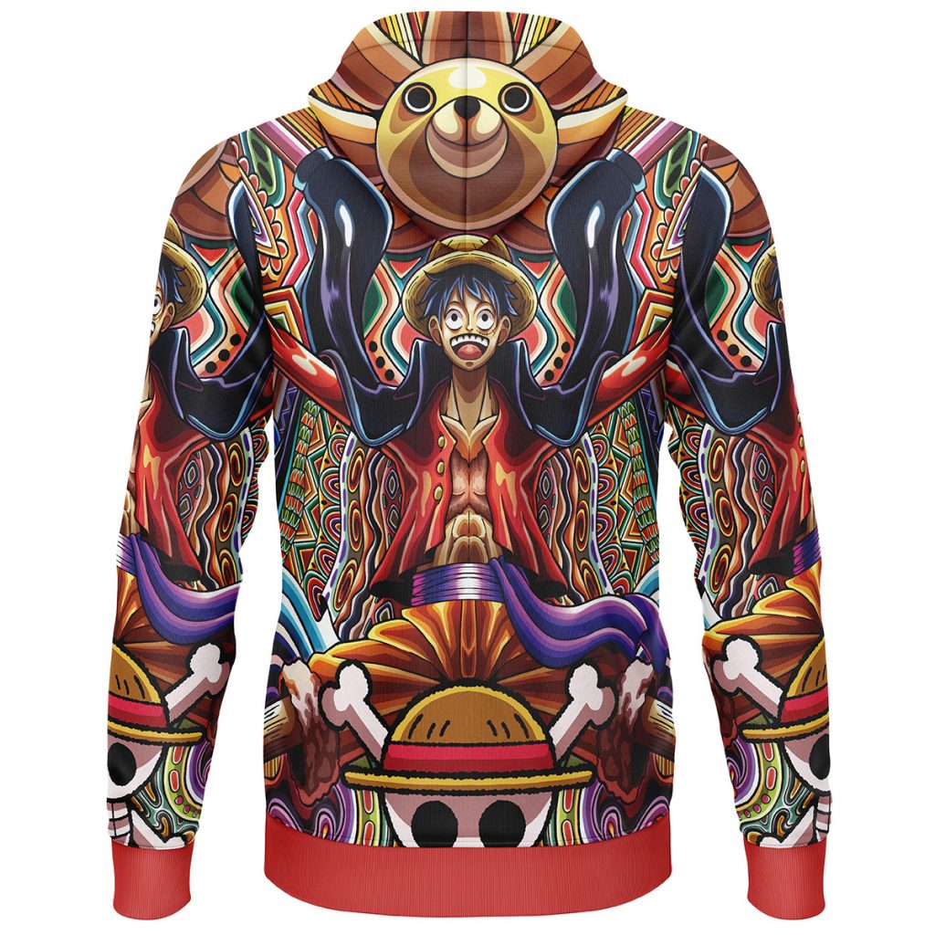 Trippy Monkey D. Luffy One Piece Lightweight Hoodie BACK mockup - One Piece Mall