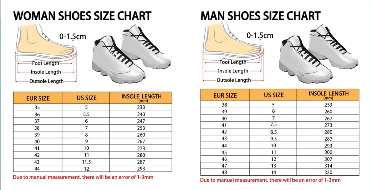 Air Jordan 13 Shoes Size Chart - One Piece Mall